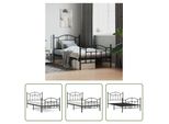 The Living Store Struttura Letto Con Testiera E Pediera In Metallo Nero 100X190 Cm