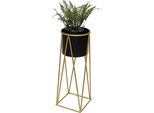 Dandibo Sgabello Per Fiori Con Vaso In Metallo Oro Nero L 70 Cm Supporto Per Fiori 96046 Colonna Per Fiori Supporto Per Piante Moderno Sgabello Per Piante