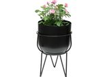 Dandibo Sgabello Per Fiori Con Vaso In Metallo Nero 42,5 Cm Portafiori 96151 Colonna Portafiori Moderna Sgabello Per Piante