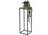 Dandibo Sgabello Per Fiori In Metallo E Legno Nero Quadrato 70 Cm Tavolino Per Fiori 96352 Colonna Per Fiori Sgabello Moderno Per Piante