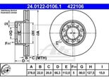2X Ate 24.0122-0106.1 Disco Freno Asse Anteriore