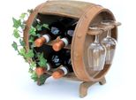 Dandibo Portabottiglie In Legno Per Vino Marrone 33 Cm 2110 Portabottiglie Da Bar Portabottiglie Piccolo Barile In Legno Con Portabicchieri