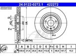 2X Ate 24.0122-0272.1 Disco Freno Asse Posteriore