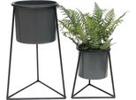 Dandibo Sgabello Per Fiori Con Vaso In Metallo Nero Set Di 2 Supporti Per Fiori 96052 Colonna Per Fiori Supporto Per Piante Moderno Sgabello Per Piante