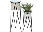 Dandibo Sgabello Per Fiori Con Vaso In Metallo Nero Bianco Set Di 2 Supporti Per Fiori 96043 Colonna Per Fiori Supporto Per Piante Moderno Sgabello Per Piante