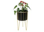 Dandibo Sgabello Per Fiori Con Vaso In Metallo Oro Nero Rotondo L 45 Cm Supporto Per Fiori 96039 Colonna Per Fiori Supporto Per Piante Moderno Sgabello Per Piante
