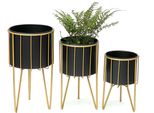 Dandibo Sgabello Per Fiori Con Vaso In Metallo Oro Nero Rotondo Set Di 3 Supporti Per Fiori 96039 Colonna Per Fiori Supporto Per Piante Moderno Sgabello Per Piante