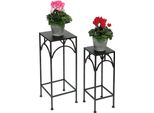 Dandibo Sgabello Per Fiori In Metallo Nero Quadrato 96132 Set Di 2 Tavolino Colonna Per Fiori Sgabello Moderno Per Piante