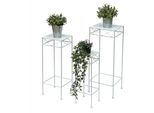 Dandibo Sgabello Per Fiori Bianco In Metallo Quadrato 96314 Set Di 3 Tavolino Colonna Per Fiori Sgabello Moderno Per Piante