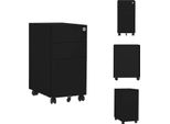 Vidaxl Armadio Per Archiviazione Con Rotelle Nero 30X45X59 Cm In Acciaio - Armadi Per Archiviazione