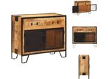 Vidaxl Credenza 80X31X66 Cm In Legno Massiccio Di Mango Grezzo E Metallo - Credenze