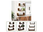 The Living Store Set Di Mensole Da Parete A 3 Pezzi Con Barre In Legno Di Rovere Affumicato