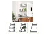 The Living Store Set Di Mensole Da Parete A 3 Pezzi Con Aste Materiale In Legno Grigio Sonoma