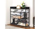 Dandibo Scarpiera Salvaspazio In Metallo Nero 6 Ripiani 100 Cm Con Ripiano Scarpiera Con Spazio Di Archiviazione Scarpiera Grande Magazzino Per Scarpe Scaffale
