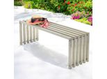 Dandibo Panca Da Giardino Resistente Alle Intemperie Metallo Acciaio Inox Solido 115 Cm Panca Da Giardino All'aperto 96607 Panca Da Parco Panca A Doghe