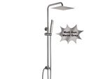 Joho Set Doccia In Acciaio Inox Senza Rubinetto, Doccia A Pioggia Sistema Doccia Con Soffione, Asta Doccia, Flessibile Doccia, Soffione Angolare 25X25Cm Grigio Canna Di Fucile