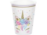 Bicchiere Di Carta Unicorno Festa 8 Pezzi 266 Ml - Formato Unico