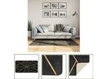 The Living Store Tappeto Lavabile Nero E Oro 80X150 Cm Antiscivolo