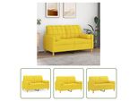 The Living Store Divano A 2 Posti Con Cuscini Decorativi Tessuto Giallo Chiaro 120 Cm