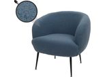Poltrona Lounge HWC-O37, Poltrona Cocktail/Club Poltrona Imbottita, Tessuto/Tessuto Bouclé (330G/M²) Metallo Mvg ~ Blu