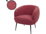 Poltrona Lounge HWC-O37, Poltrona Cocktail/Club Poltrona Imbottita, Tessuto/Tessuto Bouclé (330G/M²) Metallo Mvg ~ Rosso Porpora