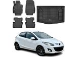 Set Di Tappetini E Fodere Per Il Bagagliaio Omac Per Mazda 2 2014-2025 In Gomma Tpe Nero 5X