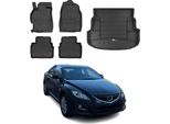 Set Di Tappetini E Fodere Per Il Bagagliaio Omac Per Mazda 6 Gh Estate 2007-2012 Gomma 5X