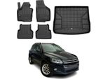 Set Di Tappetini E Fodere Per Il Bagagliaio Omac Per Vw Tiguan 2007-2018 In Gomma Nera 5X