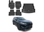 Omac Set Tappetini E Fodera Bagagliaio Per Toyota RAV4 2018-2025 Gomma Nera 5X