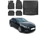 Set Di Tappetini E Fodere Per Il Bagagliaio Omac Per Mazda 3 2013-2019 In Gomma Tpe Nero 5X