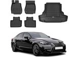 Set Di Tappetini E Fodere Per Il Bagagliaio Omac Per Lexus Is 2013-2020 In Gomma Nera 5X