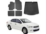 Set Di Tappetini E Rivestimenti Per Il Bagagliaio Per Citroen C-Elysee 2012-2025 In Gomma Nera 5X