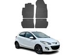 2007-2014 Mazda 2 Tappetini In Gomma Nero 4 Pezzi