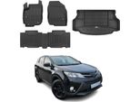 Set Di Tappetini E Fodere Per Il Bagagliaio Omac Per Toyota RAV4 2013-2019 In Gomma Nera 5X