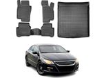 Set Tappetini E Fodera Bagagliaio Per Vw Passat Cc 2008-2017 In Gomma Tpe Nero 5X