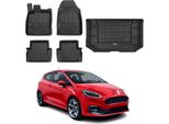 Set Di Tappetini E Fodere Per Bagagliaio Omac Per Ford Fiesta 2017-2024 In Gomma Nera 5X