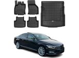 Set Di Tappetini E Fodere Per Il Bagagliaio Omac Per Vw Passat B8 2014-2019 In Gomma Nera 5X