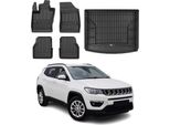 Set Di Tappetini E Fodere Per Bagagliaio Omac Per Jeep Compass 2016-2025 In Gomma Nera 5X