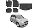 Set Di Tappetini E Fodere Per Il Bagagliaio Omac Per Suzuki Swift 2005-2010 In Gomma Nera 5X