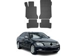 2007-2014 Mercedes Classe C W204 Tappetini In Gomma Nera 4 Pz