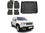 Set Di Tappetini E Fodere Per Bagagliaio Omac Per Jeep Renegade 2014-2024 In Gomma Tpe 5X