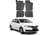 2012-2019 Skoda Rapid Tappetini In Gomma Nera 4 Pz
