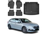 Set Di Tappetini E Fodere Per Bagagliaio Omac Per Skoda Scala 2019-2025 In Gomma Nera 5X
