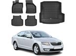 Set Di Tappetini E Fodere Per Bagagliaio Omac Per Skoda Octavia 2012-2020 In Gomma Tpe 5X
