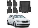Set Di Tappetini E Fodere Per Bagagliaio Omac Per Skoda Superb 2008-2015 In Gomma Nera 5X