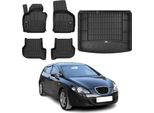 Set Di Tappetini E Fodere Per Bagagliaio Omac Per Seat Leon 2005-2012 In Gomma Nera 5X