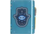 Something Different - Taccuino Con Penna "Mano Di Hamsa"", Scaglie Di Cristallo, A5 SD10235 (Taglia Unica) (Azzurro/Oro)"