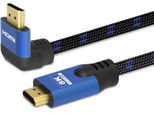 Savio CL-147 Cavo Hdmi V2.1 Da 1,8 M, 8K, Angolato, Ofc, Blu/Nero, Terminazioni Dorate