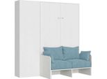 Itamoby - Letto Matrimoniale Francese A Scomparsa 140 Kentaro Con Divano E Colonna Bianco Frassino, Azzurro