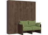 Itamoby - Letto Matrimoniale Francese A Scomparsa 140 Kentaro Con Divano E Colonna Noce, Verde